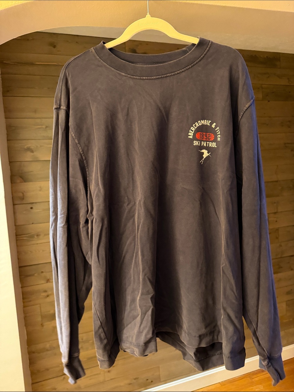 Abercrombie & Fitch Men's Dark Navy Ski Patrol Long-Sleeve Tee